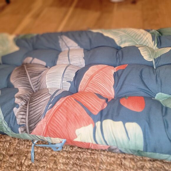 Tropic Floral Indoor/Outdoor Chaise Lounge Cushion with Ties & Top Wrap *Plush* - Picture 11 of 14